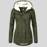 Sandra – Veste d'hiver longue imperméable avec capuche pour femmes