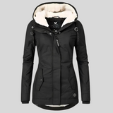 Sandra – Veste d'hiver longue imperméable avec capuche pour femmes