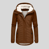 Sandra – Veste d'hiver longue imperméable avec capuche pour femmes