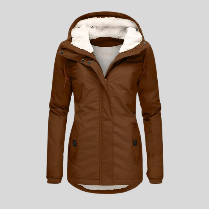 Sandra – Veste d'hiver longue imperméable avec capuche pour femmes