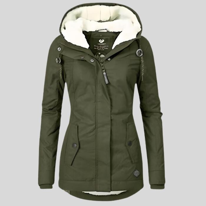 Sandra – Veste d'hiver longue imperméable avec capuche pour femmes